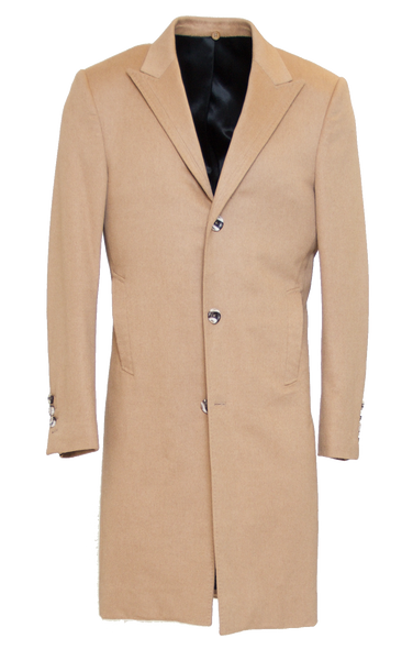 CAMEL FITTED 4-BUTTON SINGLE BREASTED CASHMERE TOPCOAT