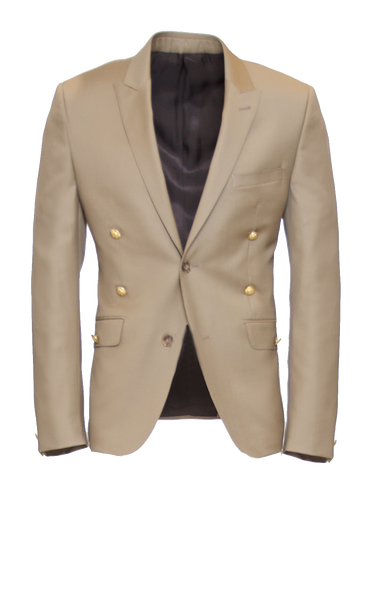 CARAMEL FITTED 2-BUTTON SINGLE BREASTED WOOL SUIT JACKET W/ GOLD HARDWARE