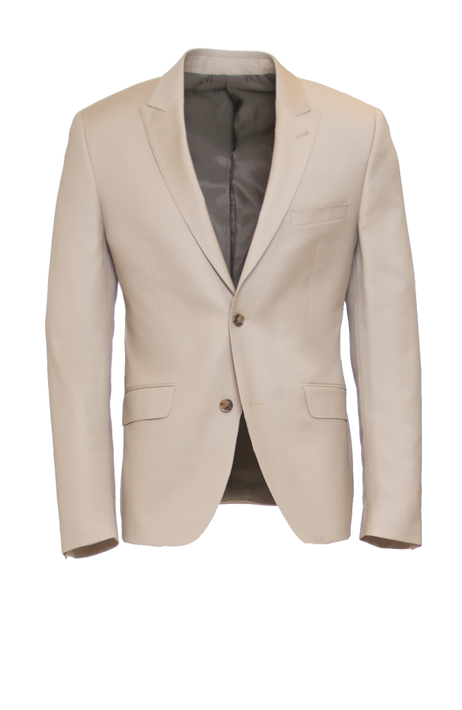 CHAMPAGNE FITTED 2-BUTTON SINGLE BREASTED WOOL SUIT JACKET