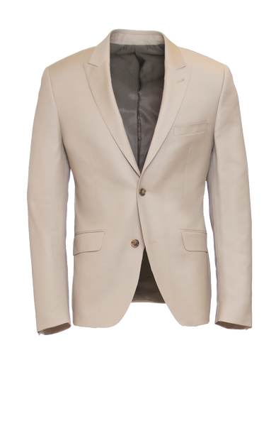 CHAMPAGNE FITTED 2-BUTTON SINGLE BREASTED WOOL SUIT JACKET