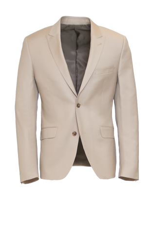 CHAMPAGNE FITTED 2-BUTTON SINGLE BREASTED WOOL SUIT JACKET