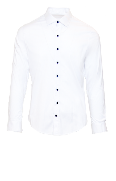 CRISP WHITE FITTED COTTON DRESS SHIRT
