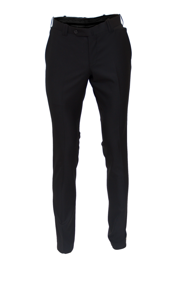 JET BLACK FITTED WOOL SUIT TROUSER