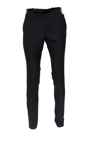 JET BLACK FITTED WOOL SUIT TROUSER