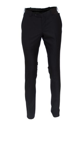 JET BLACK FITTED WOOL SUIT TROUSER