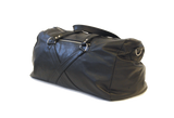 JET BLACK LEATHER TRAVEL BAG W/ X ICON