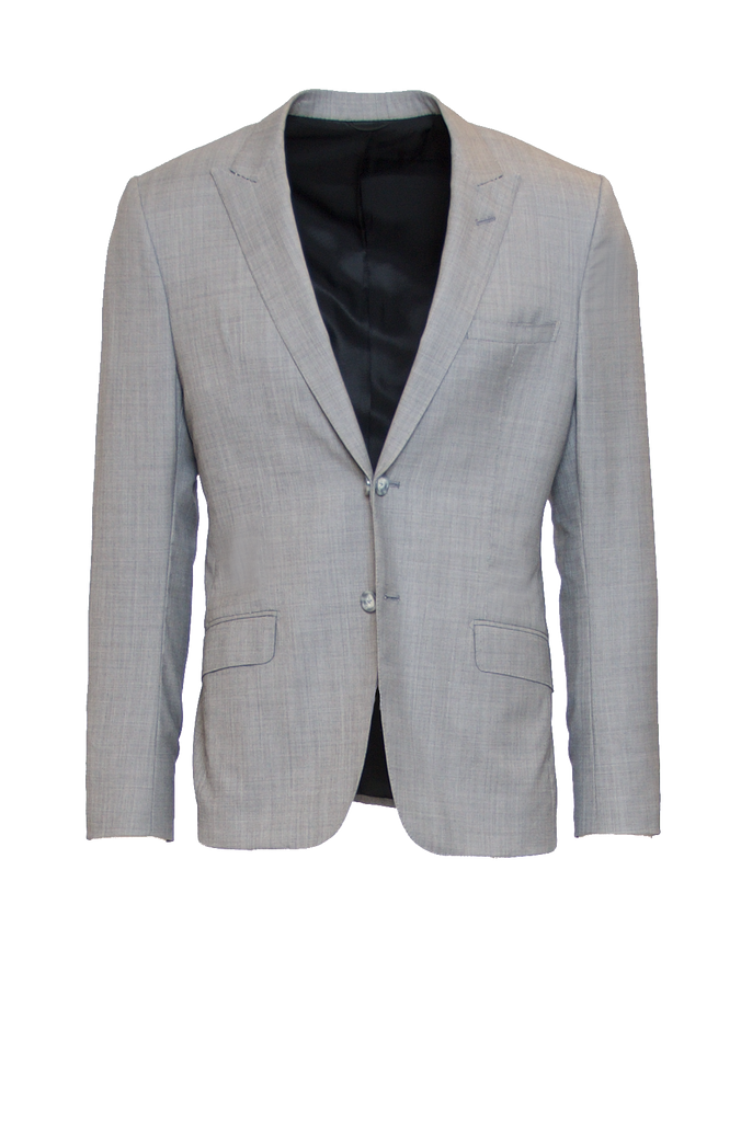 LIGHT GREY FITTED 2-BUTTON SINGLE BREASTED WOOL SUIT JACKET