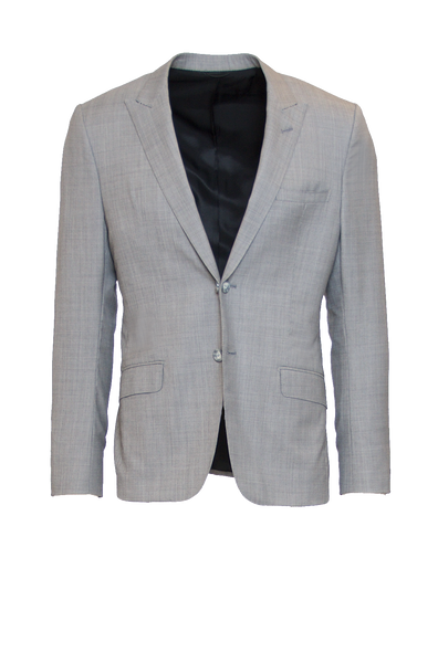 LIGHT GREY FITTED 2-BUTTON SINGLE BREASTED WOOL SUIT JACKET