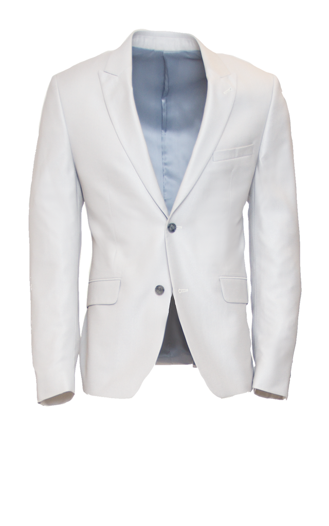 SILVER GREY SHEEN FITTED 2-BUTTON SINGLE BREASTED WOOL SUIT JACKET