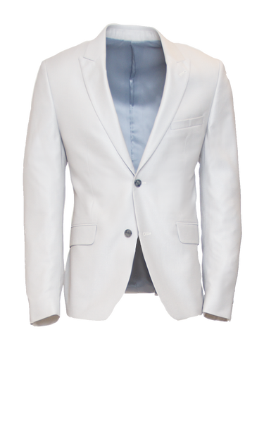 SILVER GREY SHEEN FITTED 2-BUTTON SINGLE BREASTED WOOL SUIT JACKET
