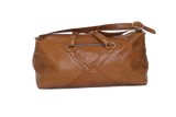 TAN LEATHER TRAVEL BAG W/ X ICON
