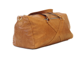 TAN LEATHER TRAVEL BAG W/ X ICON